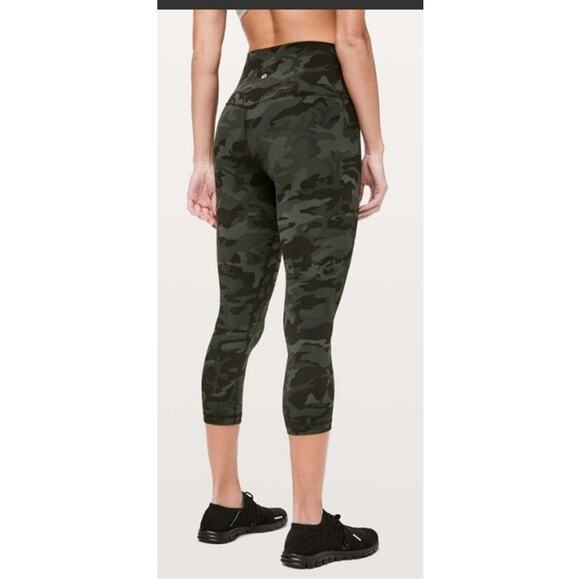 Lululemon Women 0 Incognito Camo Gator Green "Align Crop" Athleisure Leggings - Picture 3 of 8